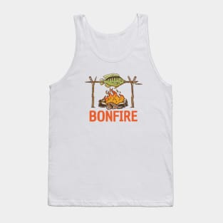 illustration of fish grilled over a bonfire Tank Top